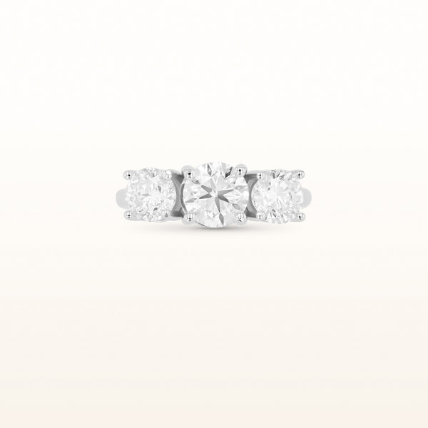 Round Three-Stone Diamond Ring in 14kt White Gold