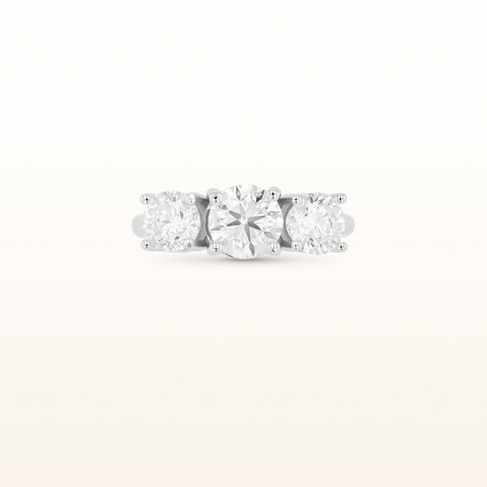 Round Three-Stone Diamond Ring in 14kt White Gold
