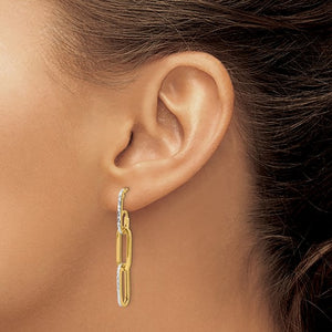 Polished and Diamond-Cut Paperclip Earrings in 14kt Yellow Gold
