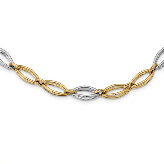 Polished Fancy Link Bracelet in 14K Two-Tone Gold