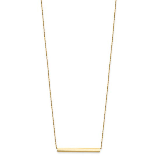 High Polish Straight Bar Necklace in 14kt Yellow Gold