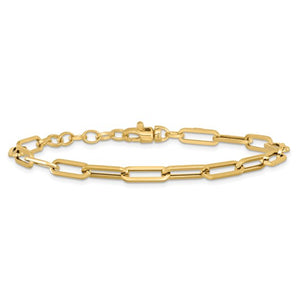 Polished Paperclip Link Bracelet in 14kt Yellow Gold