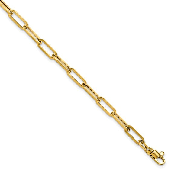 Polished Paperclip Link Bracelet in 14kt Yellow Gold