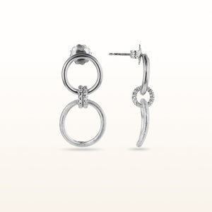 Two-Tone 925 Sterling Silver Circle Drop Earrings