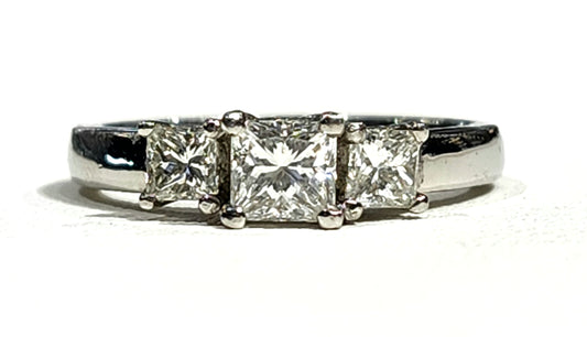1.05CT TDW 3-Stone Platinum Diamond Ring