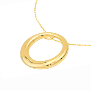 Tapered Puffy Circle Pendant Necklace in 14kt Yellow Gold