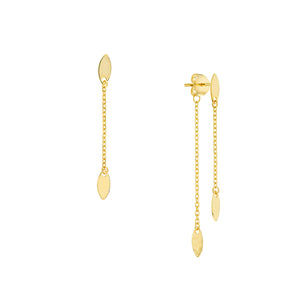 Front and Back Double Marquise Drop Earrings in 14kt Yellow Gold
