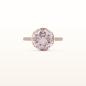 Round Morganite and Diamond Ring in 14kt Rose Gold