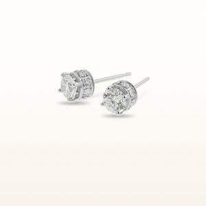 Round Diamond Crown Stud Earrings in 14kt White Gold