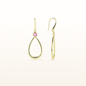 Round Diamond or Gemstone Teardrop Earrings in 14kt White, Yellow, or Rose Gold