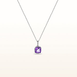Cushion Cut Gemstone Cable Stye Pendant in 925 Sterling Silver