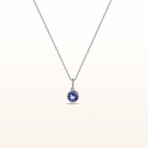Round Gemstone Cable Style Pendant in 925 Sterling Silver
