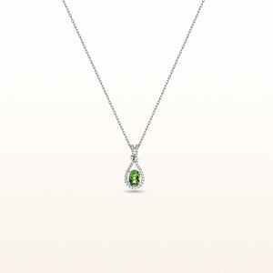 Oval Gemstone and White Sapphire Teardrop Pendant in 925 Sterling Silver