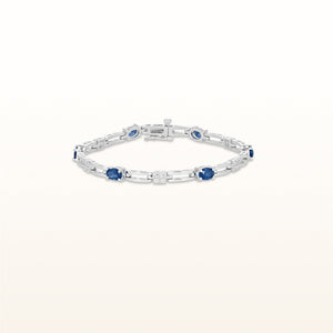 Oval Gemstone Open Bar Link Bracelet with Diamond Accents