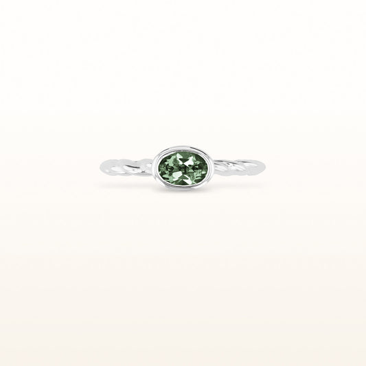 6 x 4 mm Oval Gemstone Stackable Rope Style Ring in 14kt White Gold