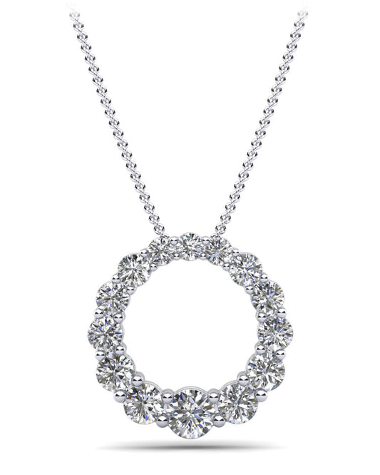 1.00 ctw Lab Grown Round Diamond Circle Pendant in 925 Sterling Silver