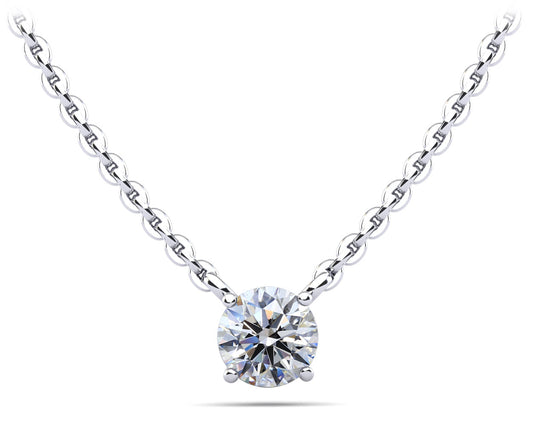 1.00 carat Lab Grown Round Diamond Solitaire Pendant in 925 Sterling Silver