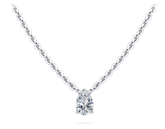 1.00 carat Lab Grown Pear Shaped Diamond Solitaire Pendant in 925 Sterling Silver