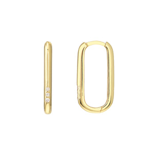 Diamond Paper Clip Hoop Earrings in 14kt Yellow Gold