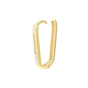 Diamond Paper Clip Hoop Earrings in 14kt Yellow Gold