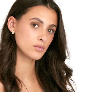 Square Double Row Hoop Earrings in 14kt Yellow Gold