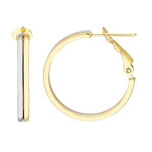 23 mm Two-Tone Omega Back Earrings in 14kt White and Yellow Gold