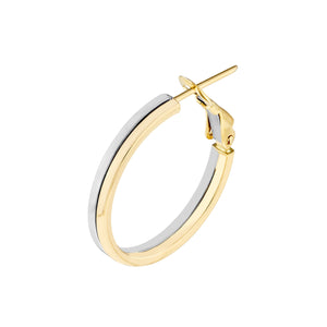 23 mm Two-Tone Omega Back Earrings in 14kt White and Yellow Gold