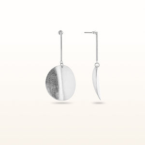 Sterling Silver Curved Disc Drop Earrings