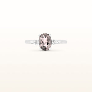 Oval Gemstone and White Sapphire Ring in 925 Sterling Silver