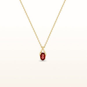 Oval Gemstone Wishbone Pendant in 14kt Yellow Gold