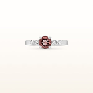 Round Gemstone and White Sapphire Ring in 925 Sterling Silver