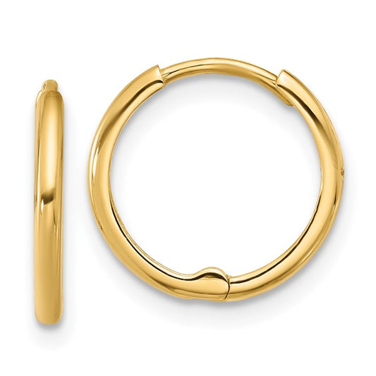 Hinged Huggie Hoop Earrings in Polished 14K Yellow Gold