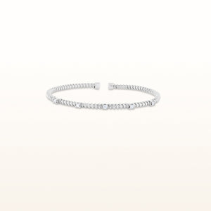 Round Diamond Flexible Coiled Cuff Bracelet in 14kt White, Yellow, or Rose Gold