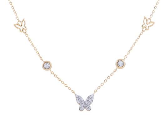 0.10 CT Diamond Butterfly Necklace in 14YG