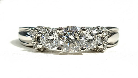 1.0 ctw Three Stone Diamond Pave Peekaboo Ring
