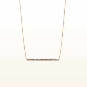 Rose Gold Plated 925 Sterling Silver Diamond Cut Horizontal Bar Necklace