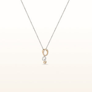 Diamond Graduated Circle Pendant in 14kt Two-Tone White and Yellow Gold