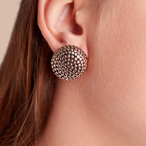 Rose Gold Plated 925 Sterling Silver Textured Button Earrings