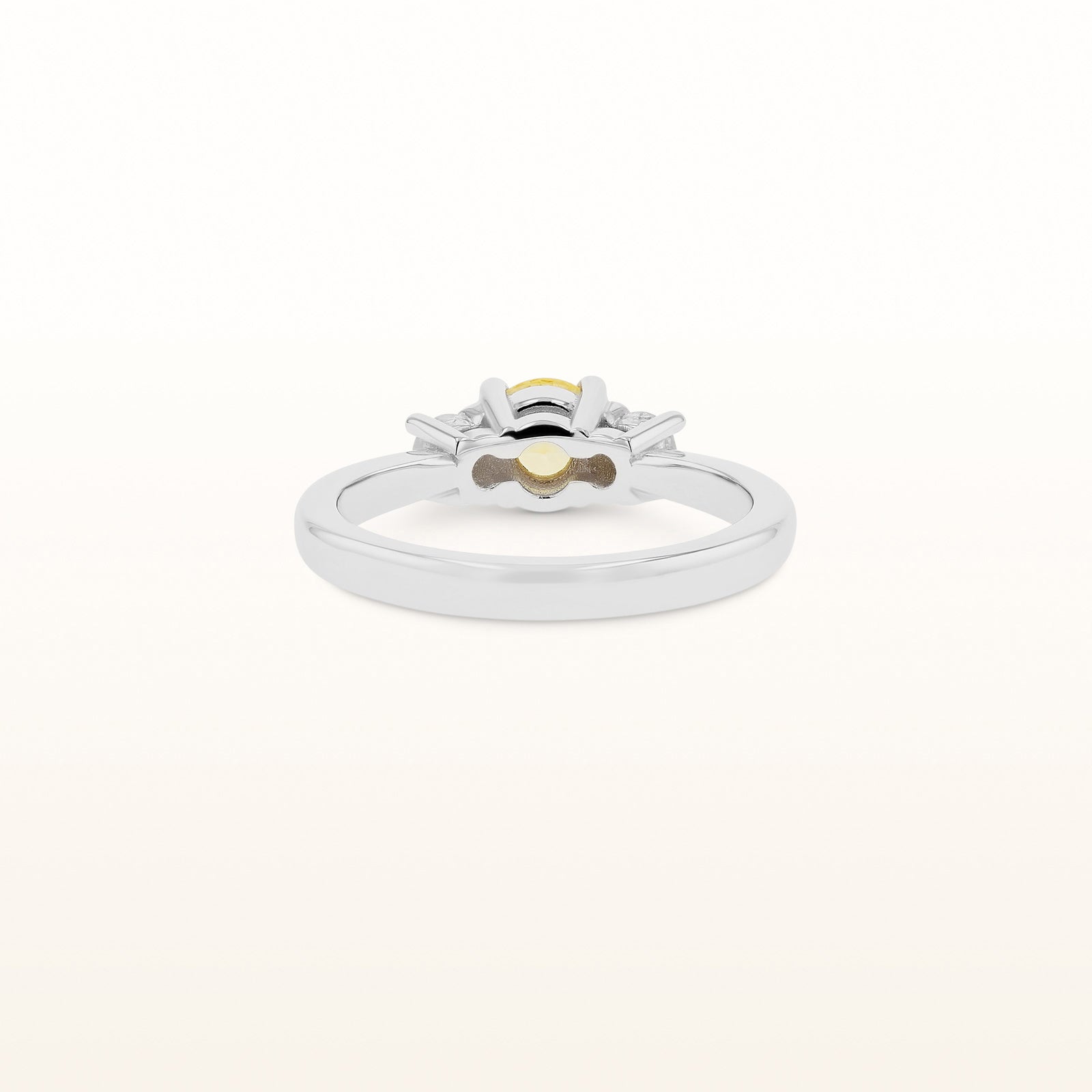 Yellow Sapphire and Diamond Three-Stone Ring in 14kt White Gold