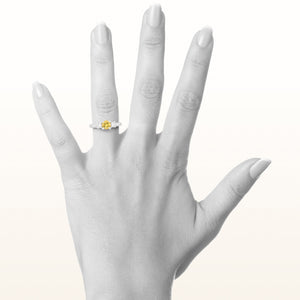 Yellow Sapphire and Diamond Three-Stone Ring in 14kt White Gold