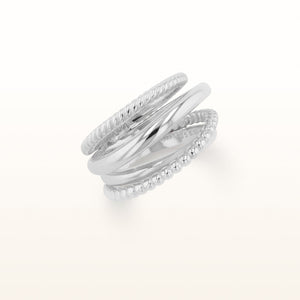 925 Sterling Silver Cable-Style Crossover Ring