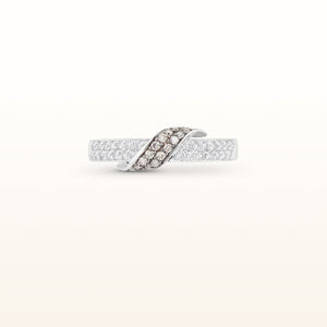 White and Brown Diamond Ribbon Ring in 14kt White Gold