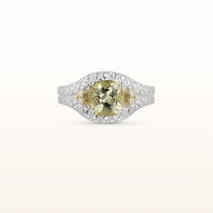 Cushion Cut 8 x 8 mm Gemstone Ring in 925 Sterling Silver and 14kt Yellow Gold