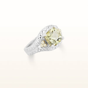 Cushion Cut 8 x 8 mm Gemstone Ring in 925 Sterling Silver and 14kt Yellow Gold
