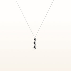 Three-Tiered Black and White Diamond Pendant in Blackened 18kt White Gold