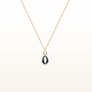 Rose Gold Plated 925 Sterling Silver and Black Rubber Triangular Pendant
