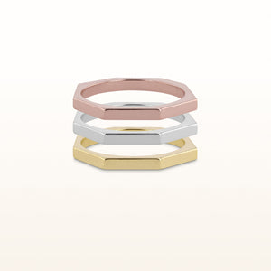Set of Three 925 Sterling Silver Geometric Rings