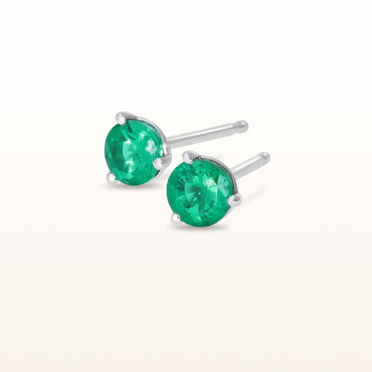 0.36 ctw Martini Set Emerald Studs in 14kt White Gold