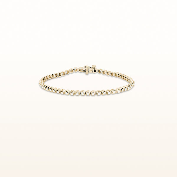 Solid Nugget Diamond Tennis Bracelet in 14k Yellow Gold