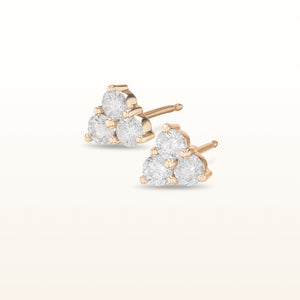 Three Stone Diamond Cluster Earrings in 14kt Rose Gold